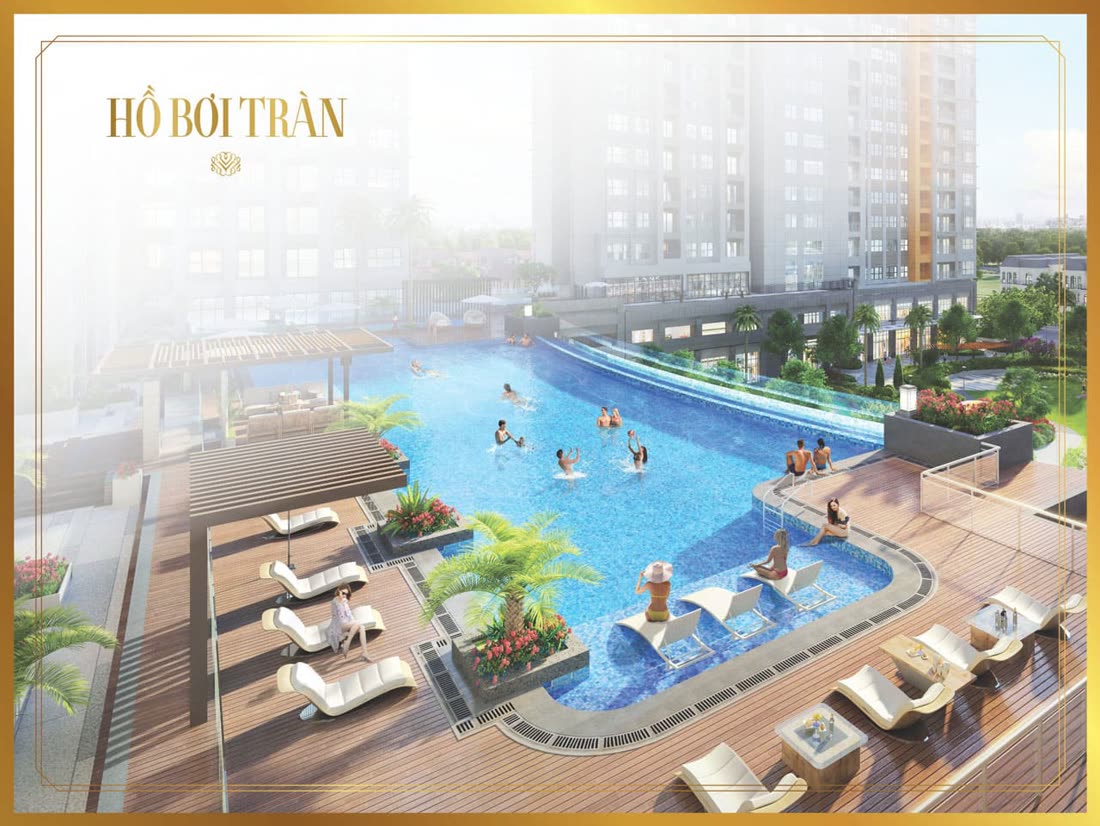 Hồ bơi & podium tầng 3 – tiện ích Victoria Village Novaland, Thạnh Mỹ Lợi