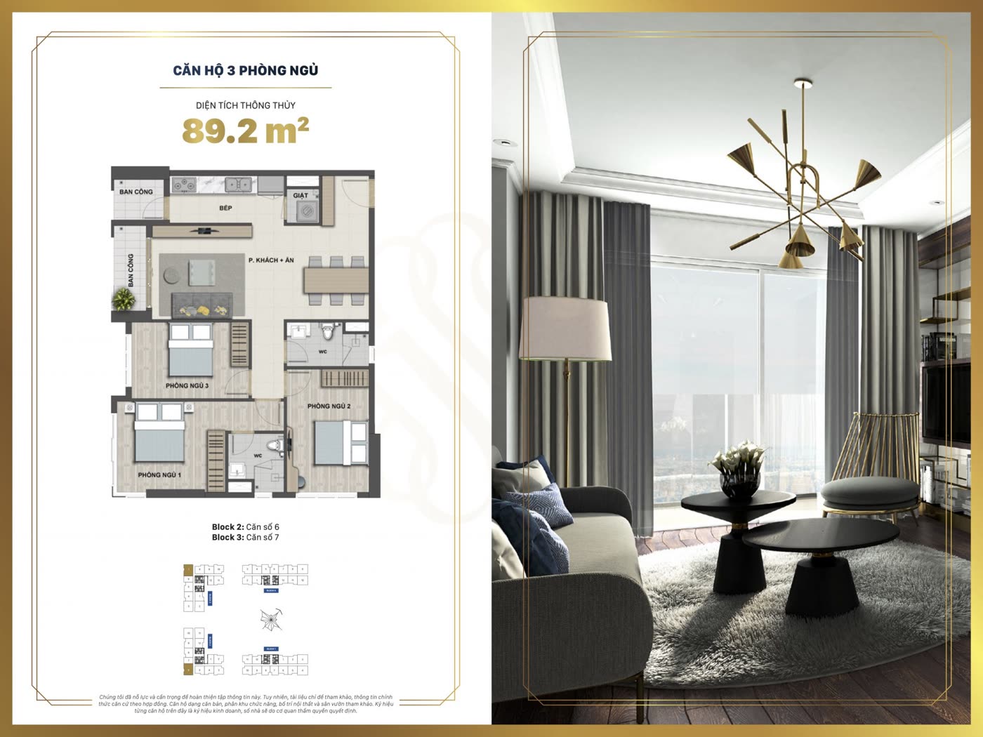 Mặt bằng điển hình Căn hộ 3PN (82m² – 95m²) – Victoria Village Novaland